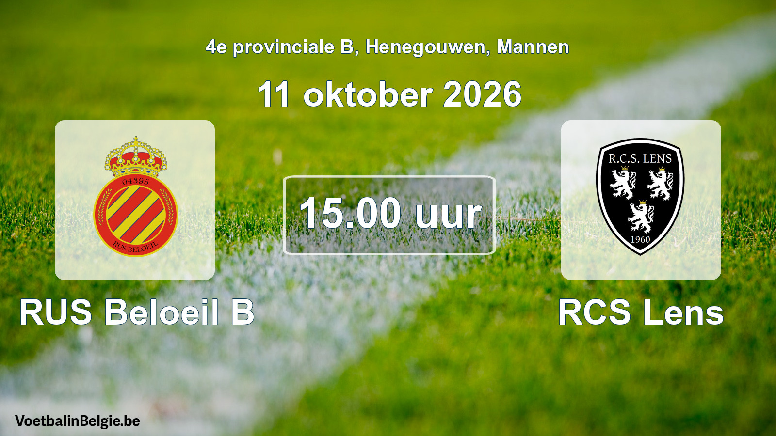 Geplande wedstrijd mannenvoetbal: RUS Beloeil B - RCS Lens (11 oktober 2026)