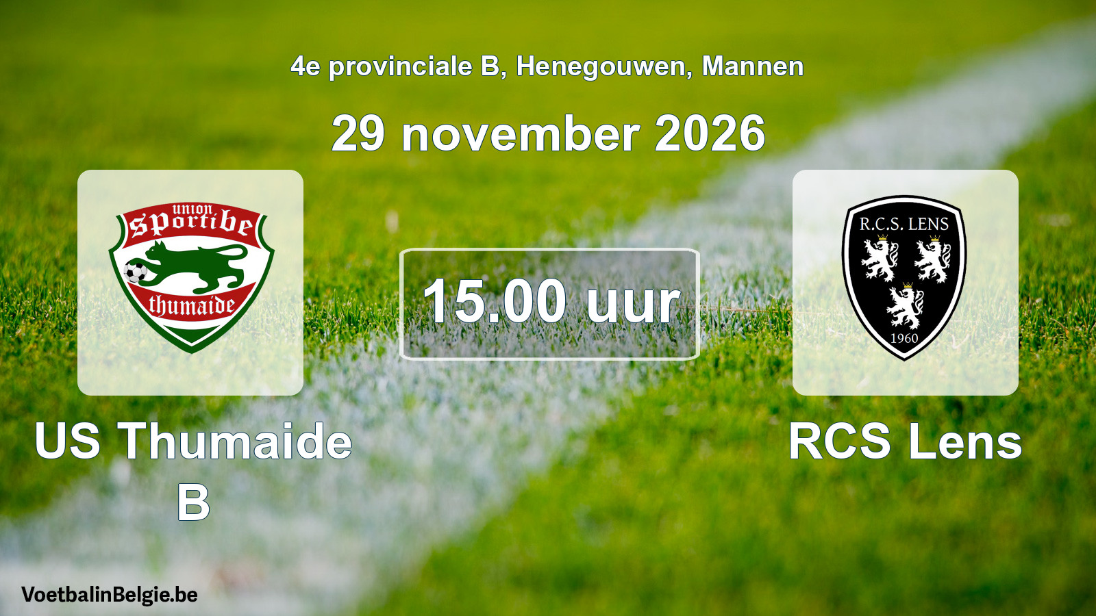 Geplande wedstrijd mannenvoetbal: US Thumaide B - RCS Lens (29 november 2026)