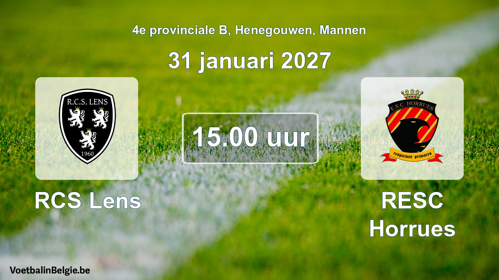 Geplande wedstrijd mannenvoetbal: RCS Lens - RESC Horrues (31 januari 2027)