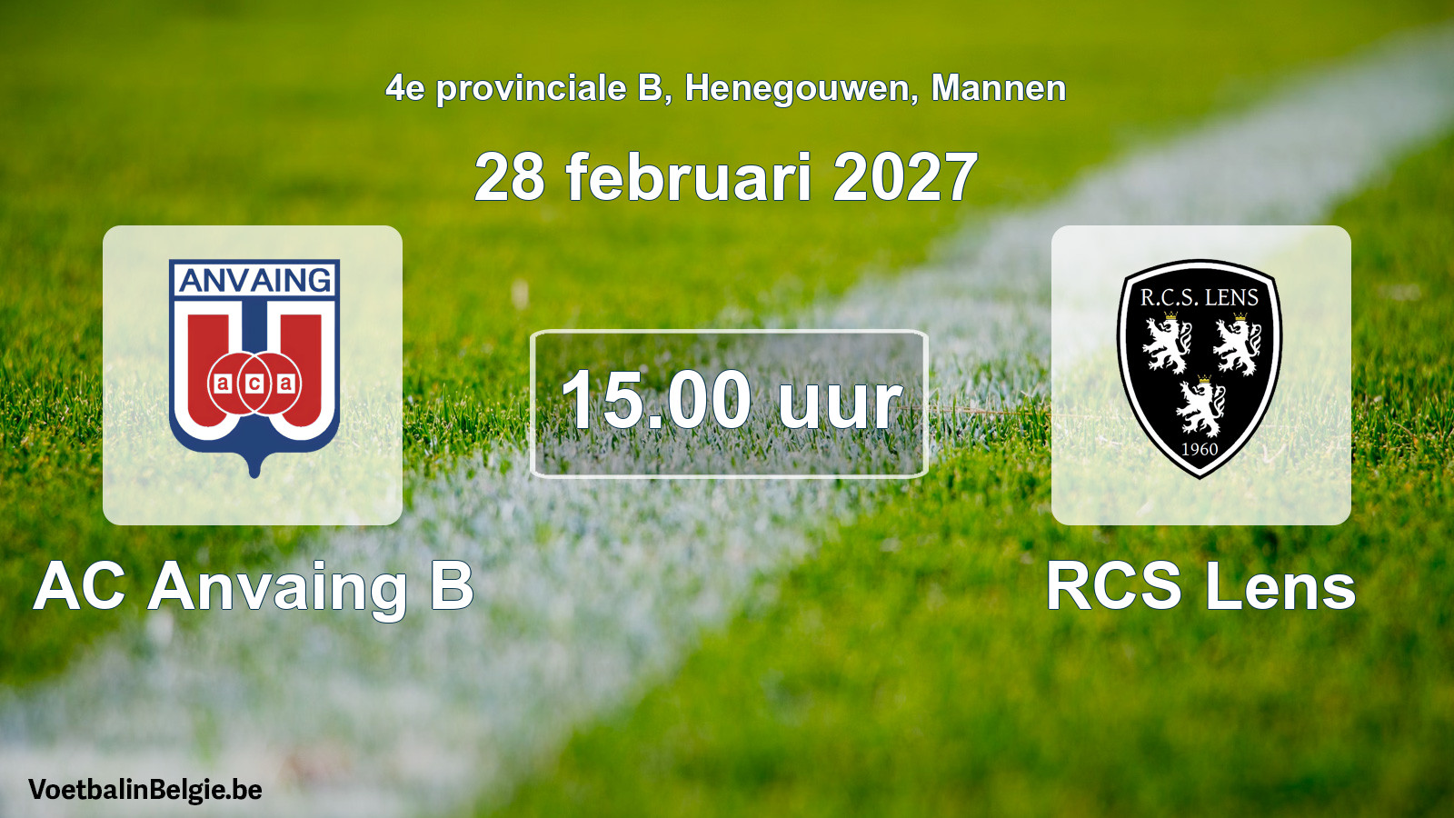 Geplande wedstrijd mannenvoetbal: AC Anvaing B - RCS Lens (28 februari 2027)