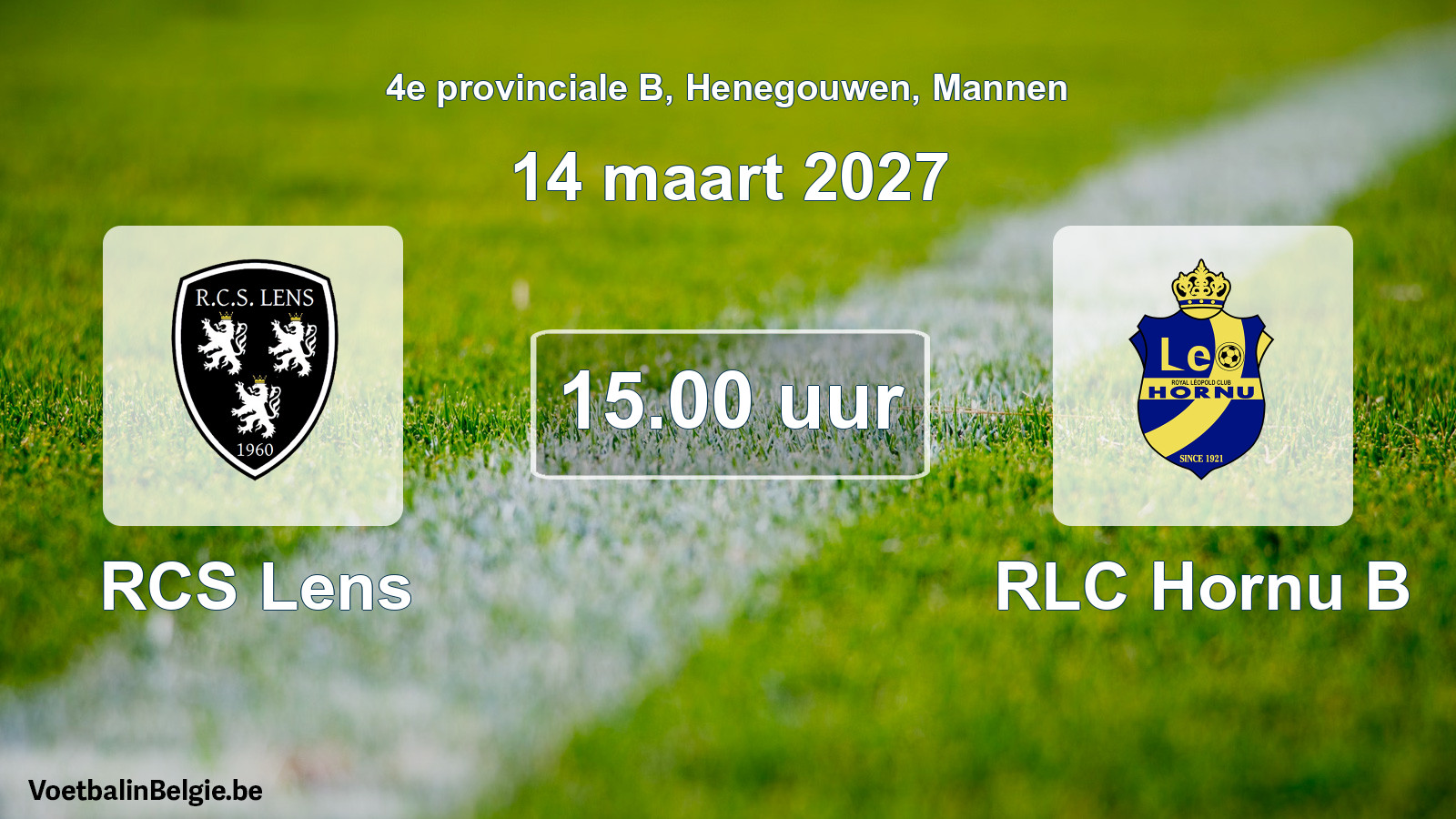 Geplande wedstrijd mannenvoetbal: RCS Lens - RLC Hornu B (14 maart 2027)
