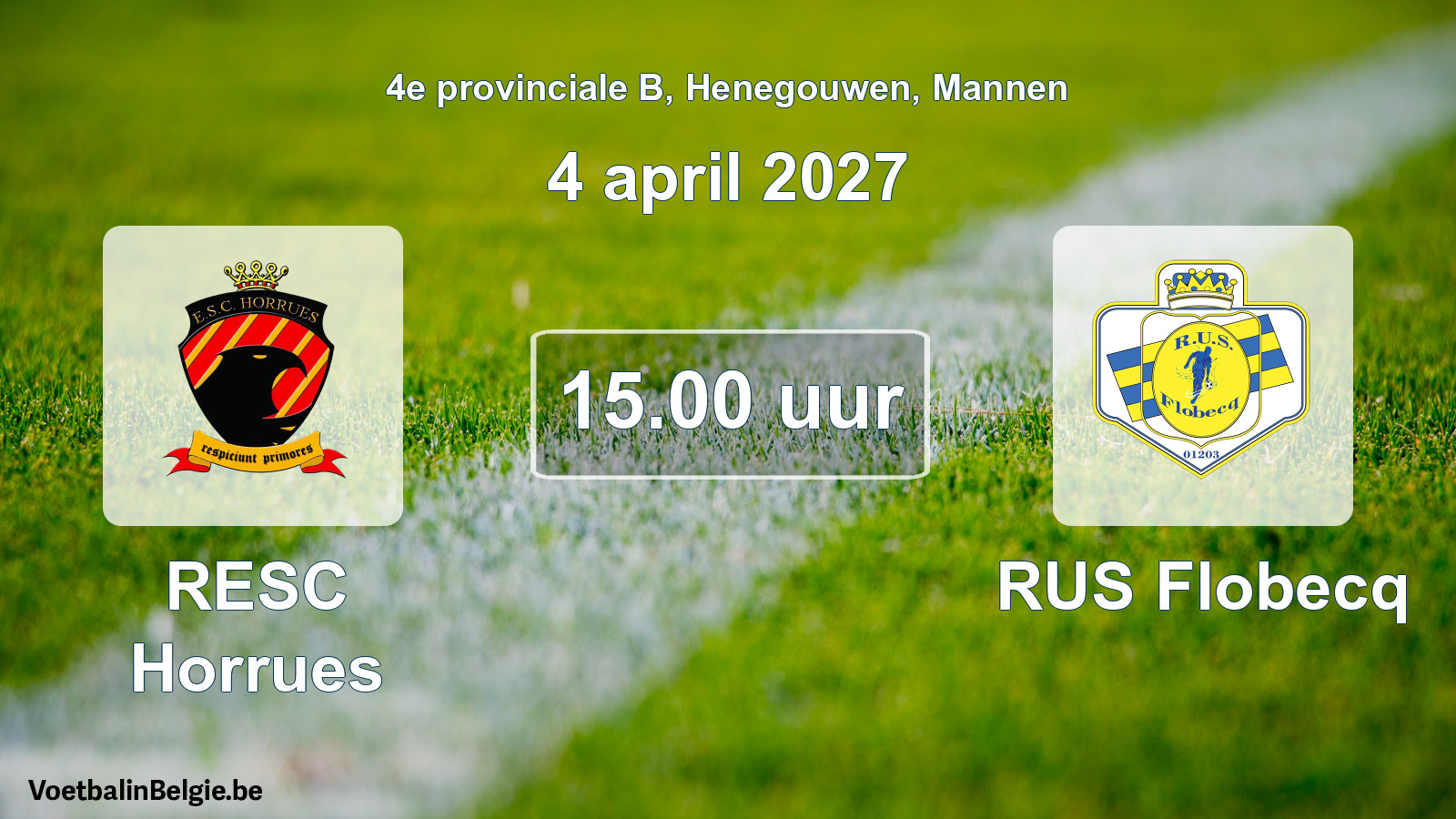 Geplande wedstrijd mannenvoetbal: RESC Horrues - RUS Flobecq (4 april 2027)
