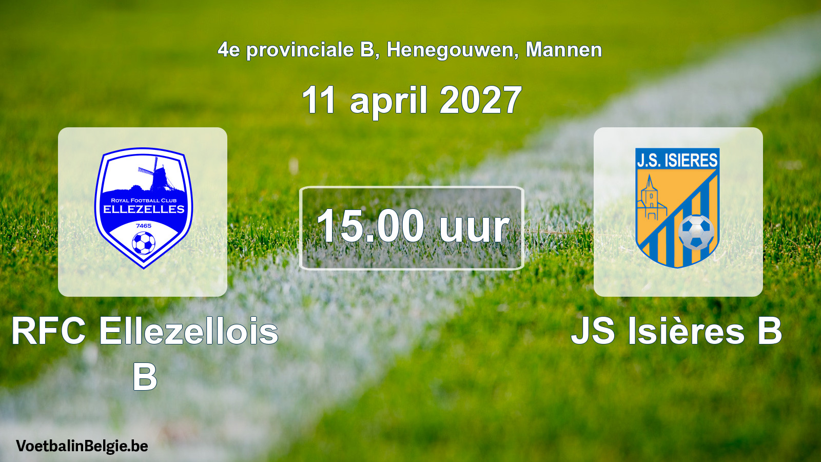 Geplande wedstrijd mannenvoetbal: RFC Ellezellois B - JS Isières B (11 april 2027)