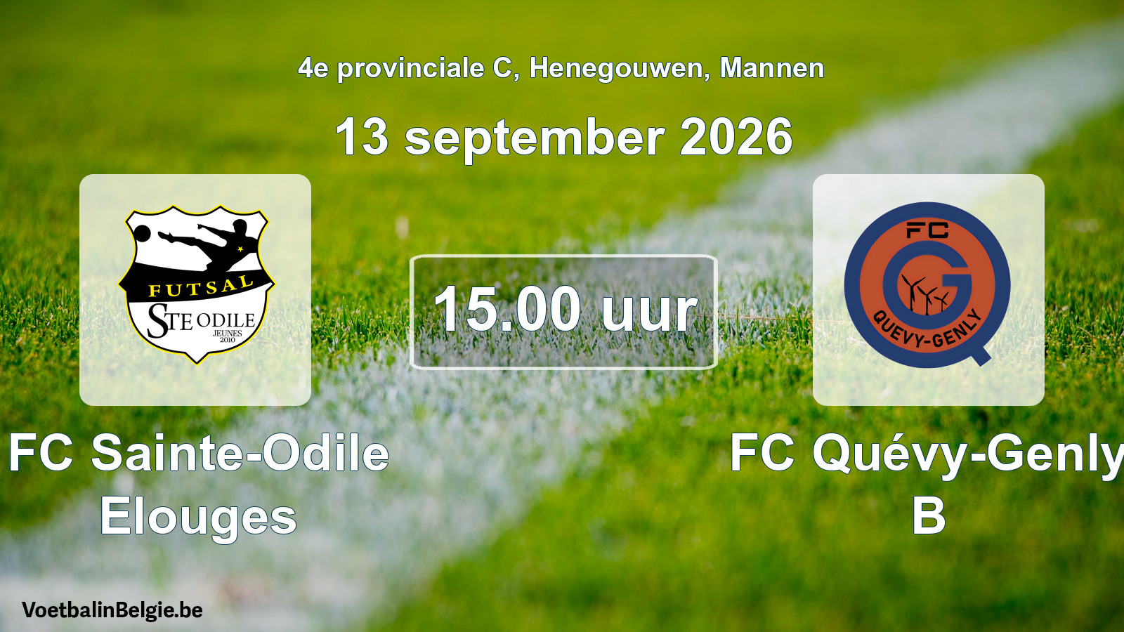 Geplande wedstrijd mannenvoetbal: FC Sainte-Odile Elouges - FC Quévy-Genly B (13 september 2026)