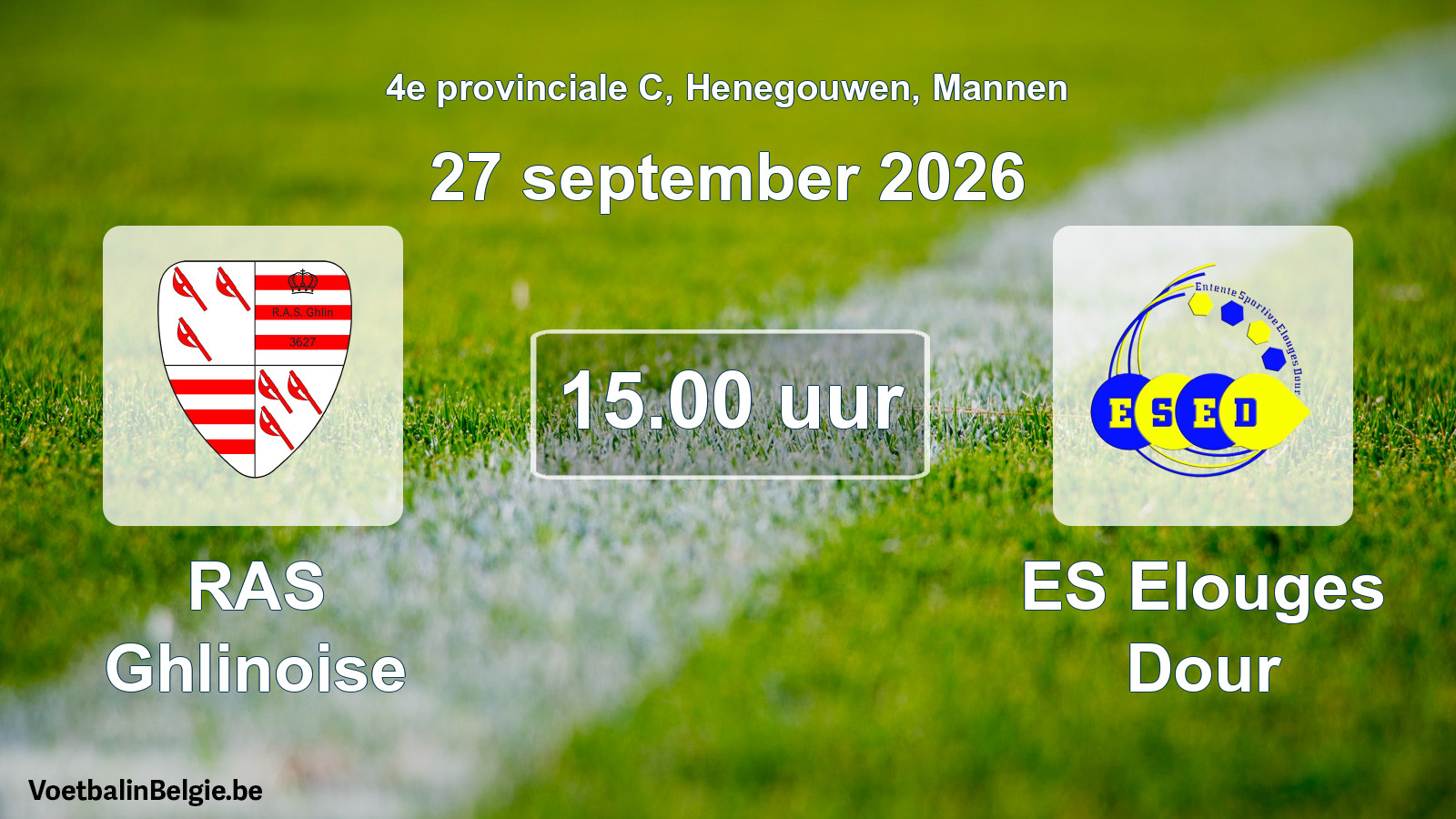 Geplantes Spiel männer-Fußball: RAS Ghlinoise - ES Elouges Dour (27 September 2026)
