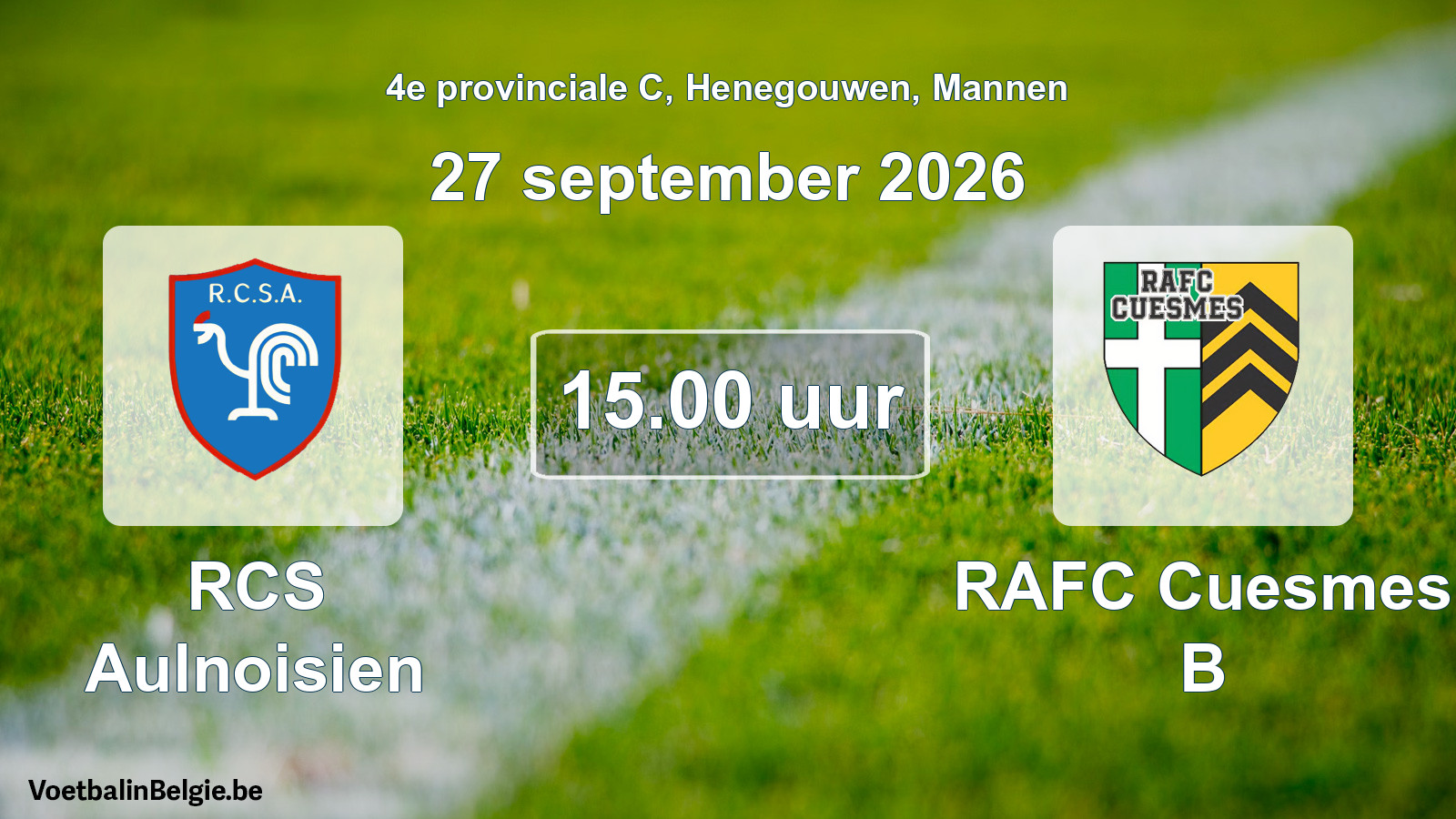 Geplande wedstrijd mannenvoetbal: RCS Aulnoisien - RAFC Cuesmes B (27 september 2026)