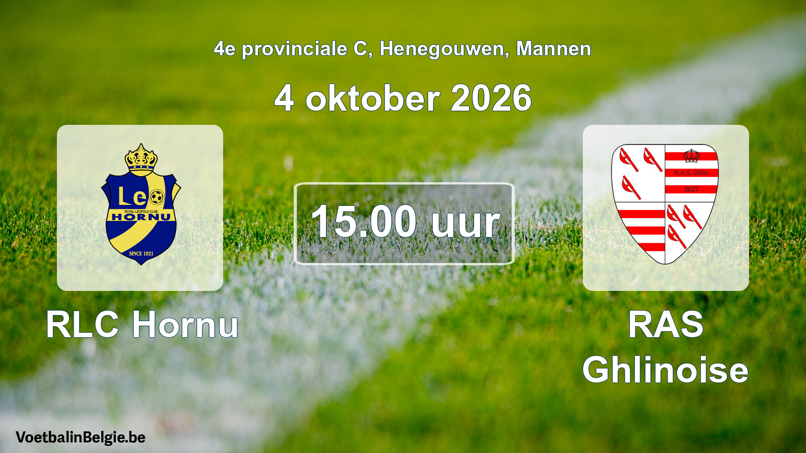 Geplande wedstrijd mannenvoetbal: RLC Hornu - RAS Ghlinoise (4 oktober 2026)