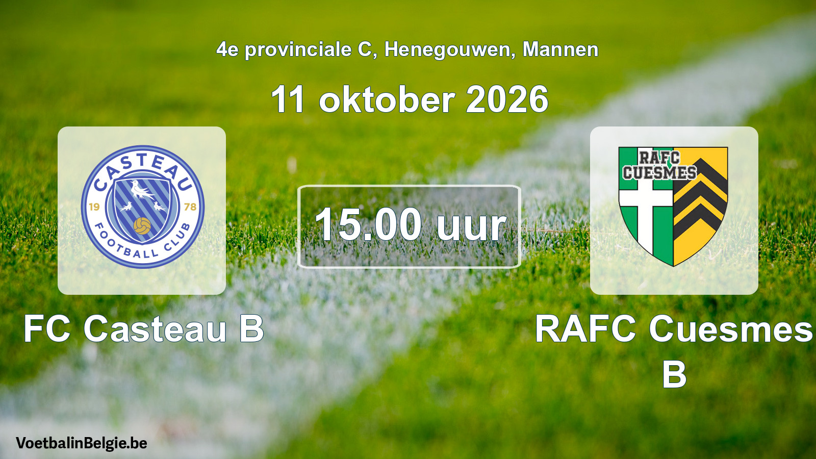 Geplande wedstrijd mannenvoetbal: FC Casteau B - RAFC Cuesmes B (11 oktober 2026)