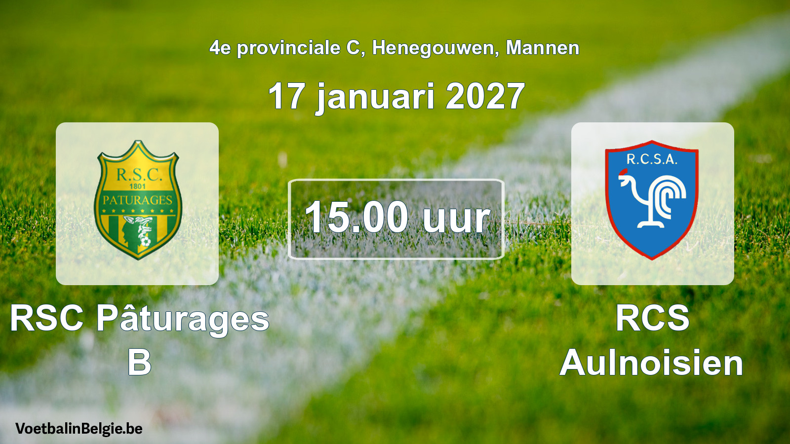 Geplande wedstrijd mannenvoetbal: RSC Pâturages B - RCS Aulnoisien (17 januari 2027)