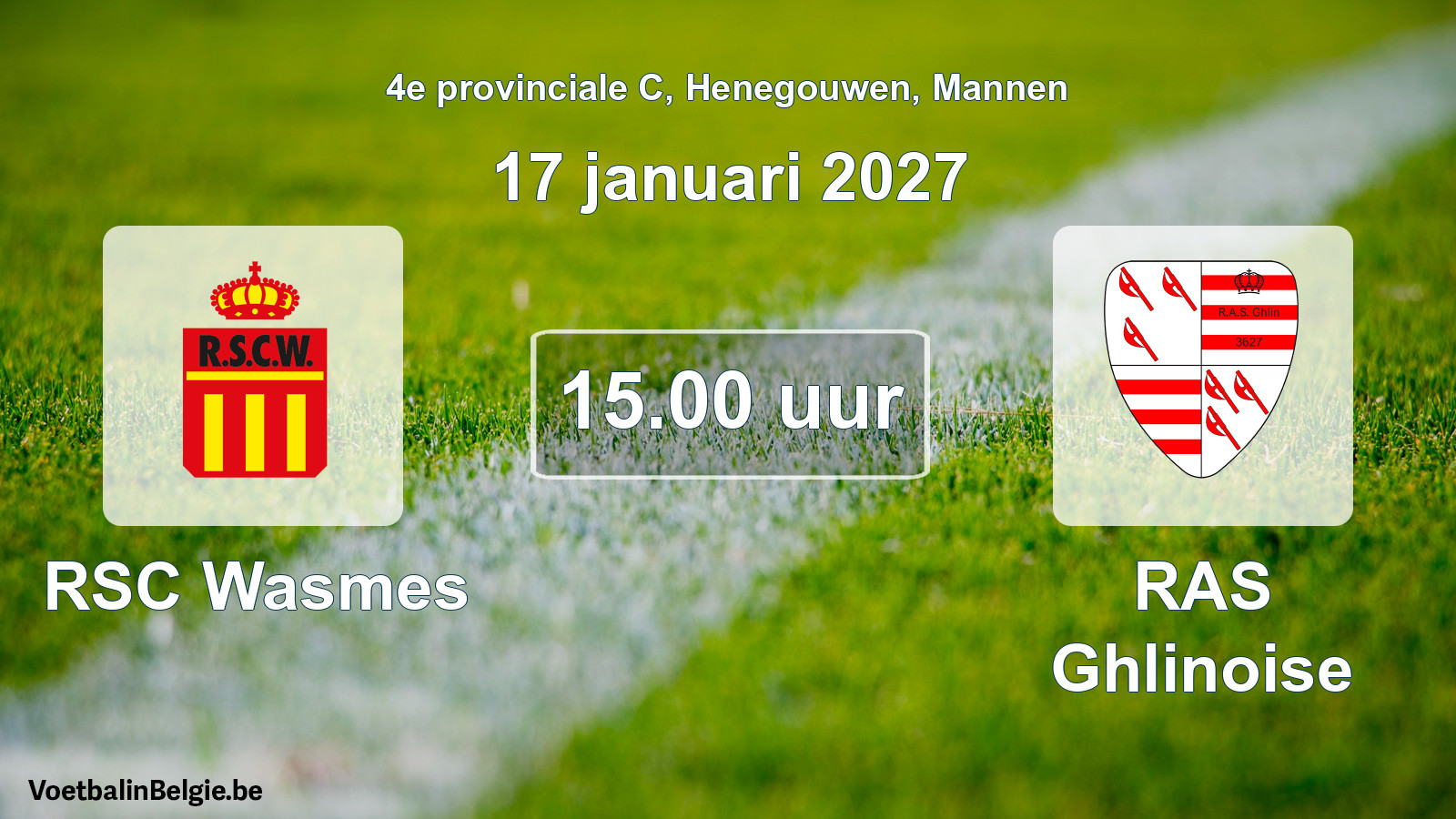 Geplande wedstrijd mannenvoetbal: RSC Wasmes - RAS Ghlinoise (17 januari 2027)