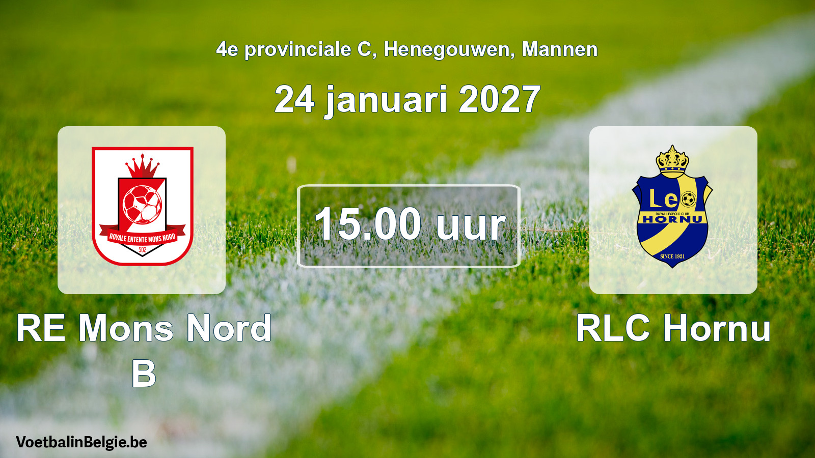 Geplande wedstrijd mannenvoetbal: RE Mons Nord B - RLC Hornu (24 januari 2027)