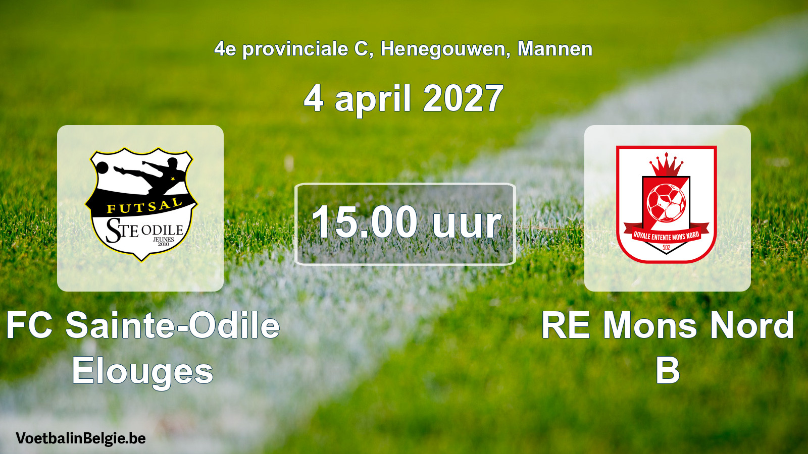 Geplande wedstrijd mannenvoetbal: FC Sainte-Odile Elouges - RE Mons Nord B (4 april 2027)