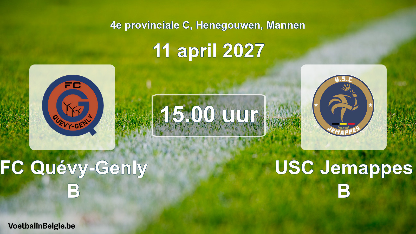 Geplande wedstrijd mannenvoetbal: FC Quévy-Genly B - USC Jemappes B (11 april 2027)
