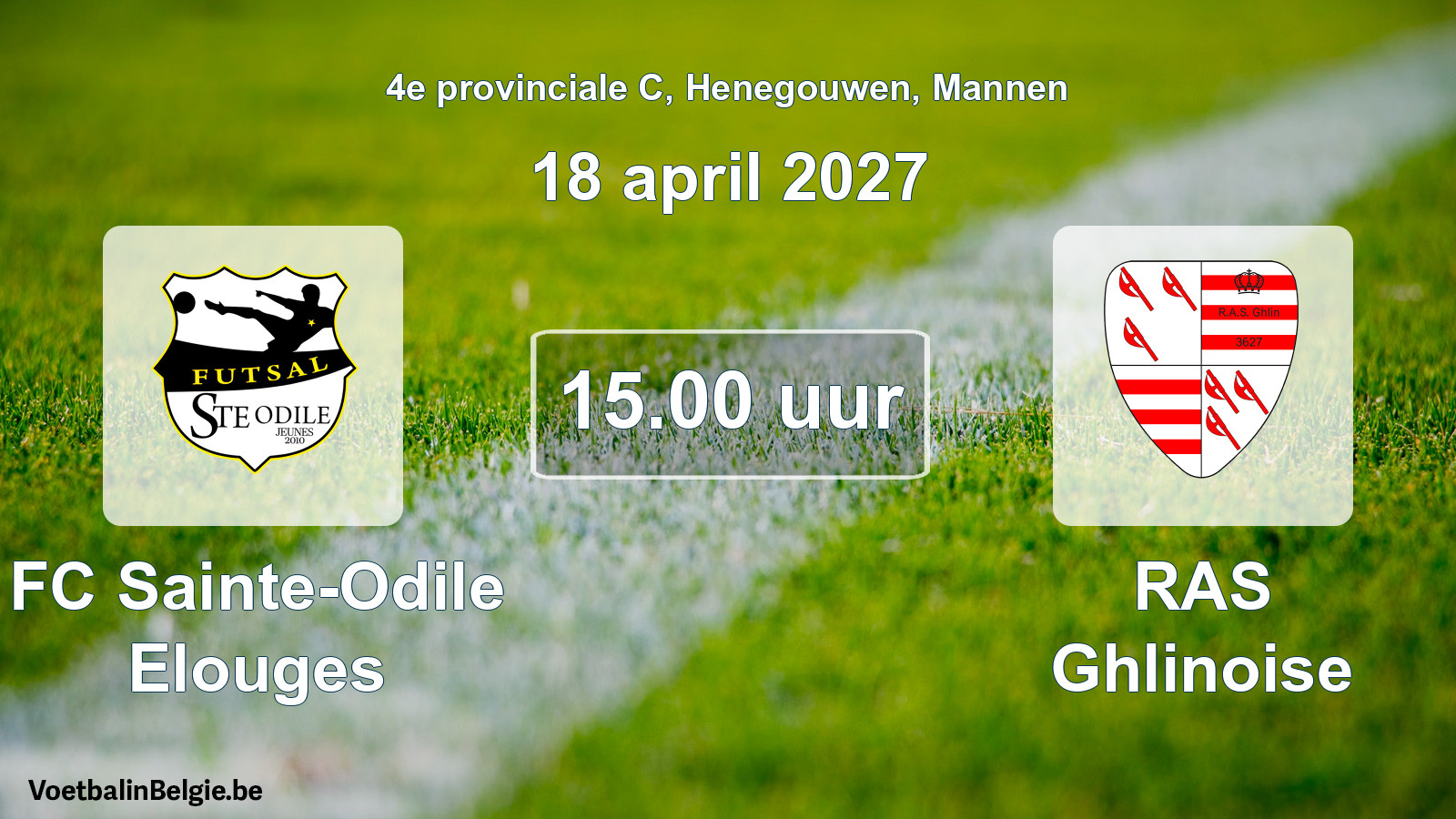 Geplande wedstrijd mannenvoetbal: FC Sainte-Odile Elouges - RAS Ghlinoise (18 april 2027)