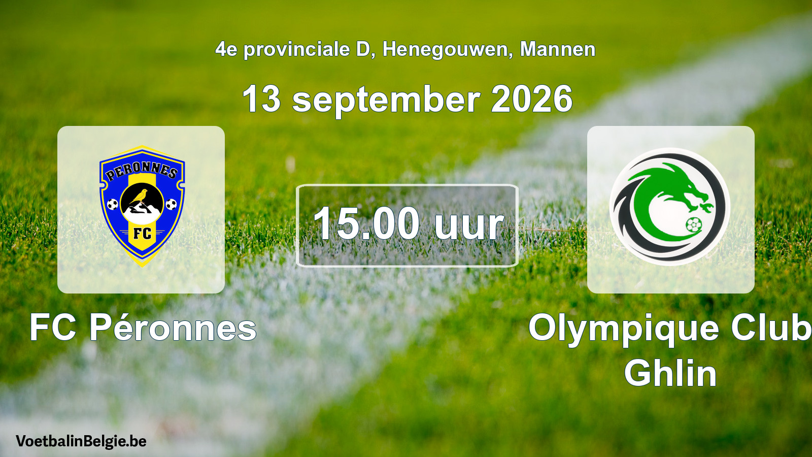 Geplande wedstrijd mannenvoetbal: FC Péronnes - Olympique Club Ghlin (13 september 2026)