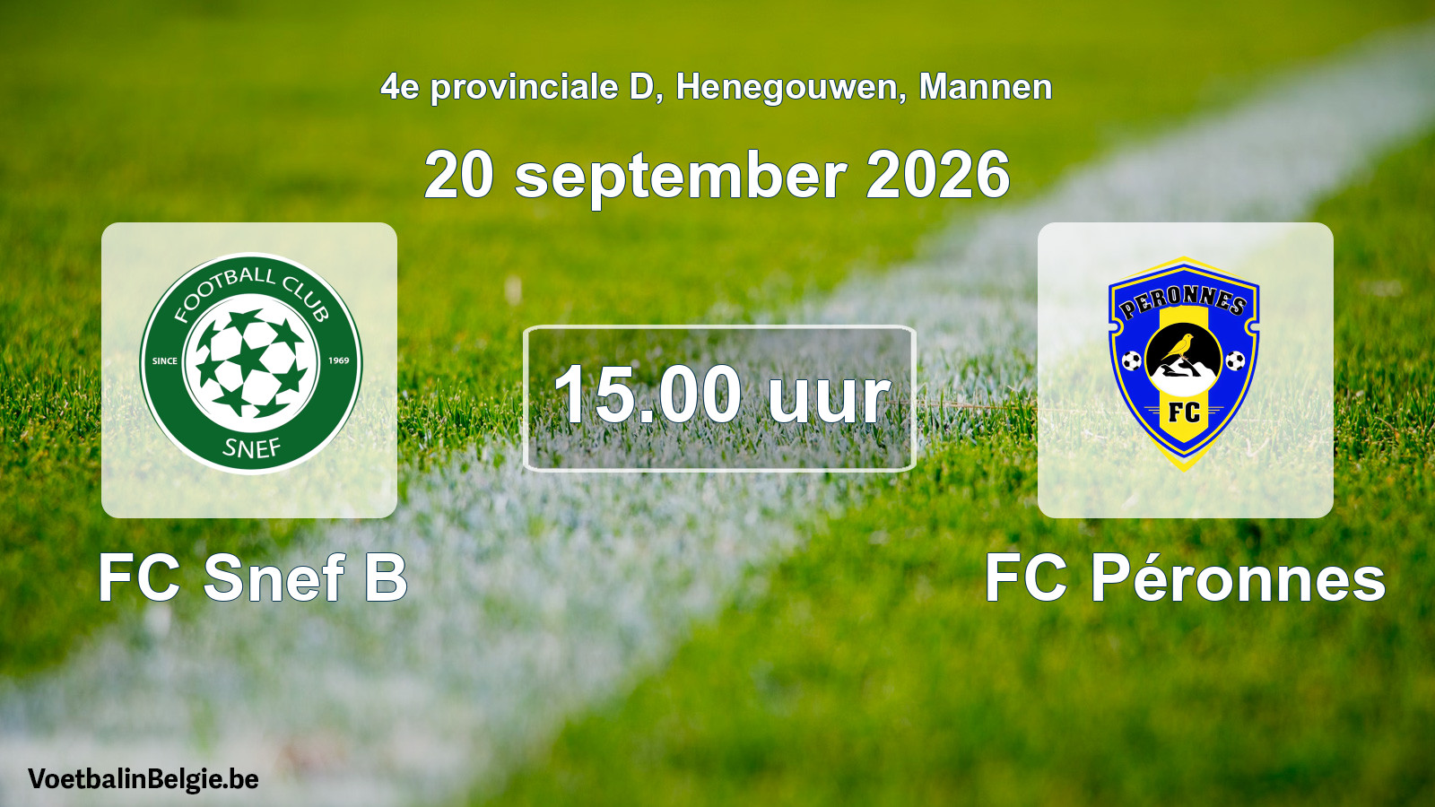 Geplande wedstrijd mannenvoetbal: FC Snef B - FC Péronnes (20 september 2026)
