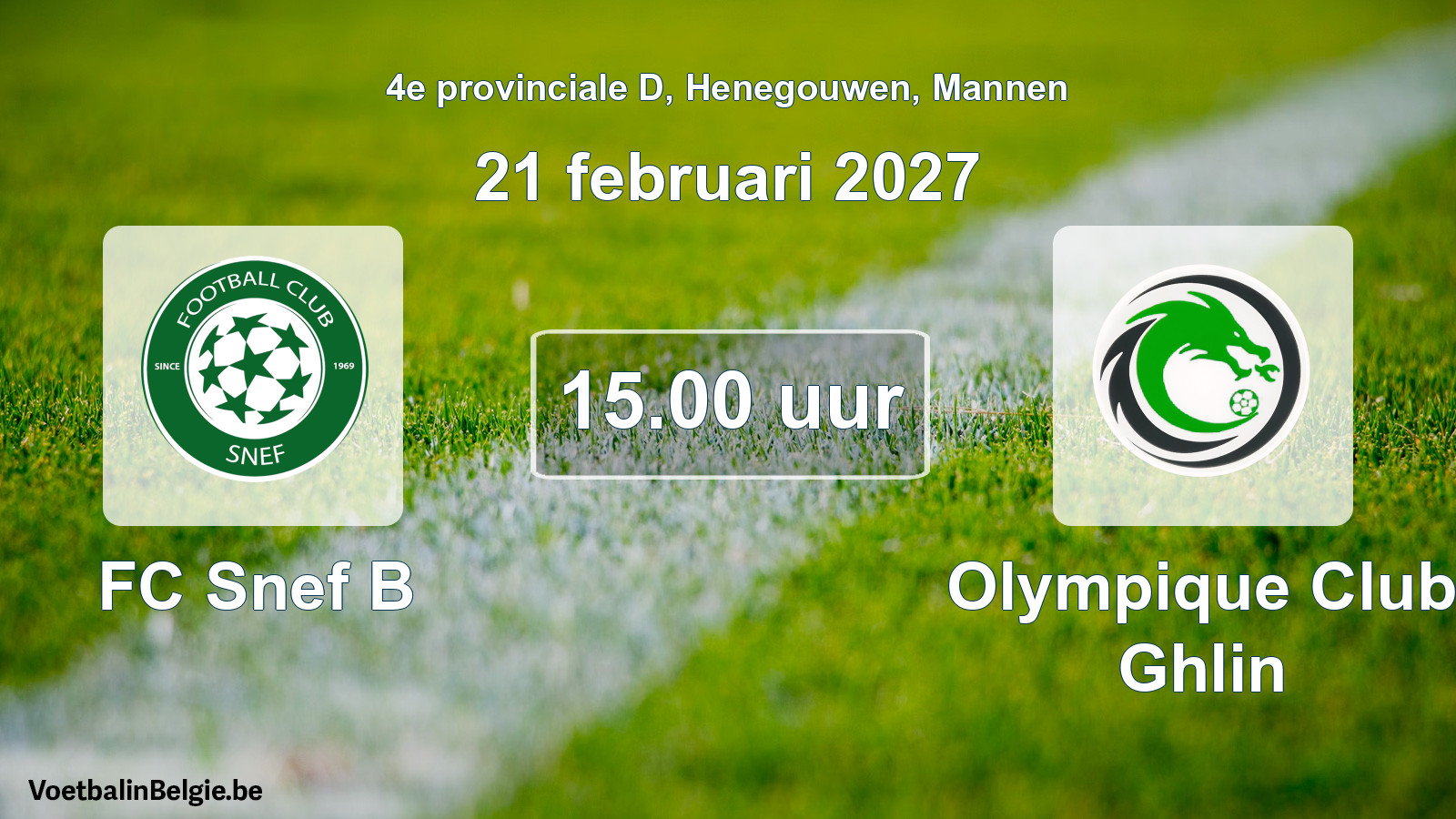 Geplande wedstrijd mannenvoetbal: FC Snef B - Olympique Club Ghlin (21 februari 2027)