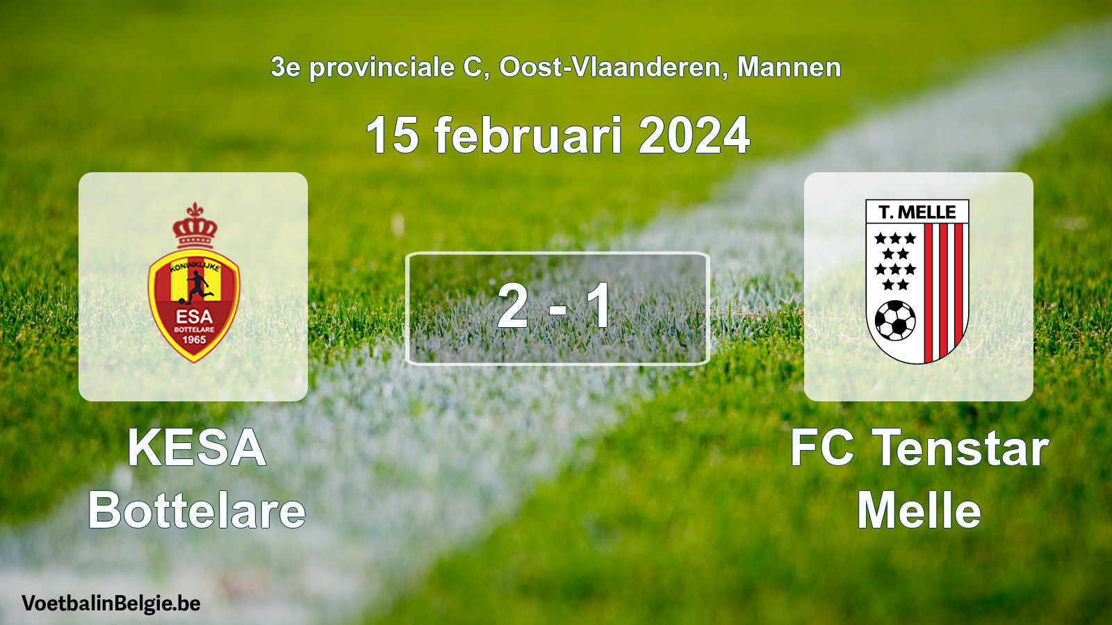Gespeelde wedstrijd mannenvoetbal: KESA Bottelare - FC Tenstar Melle 2 - 1 (15 februari 2024)