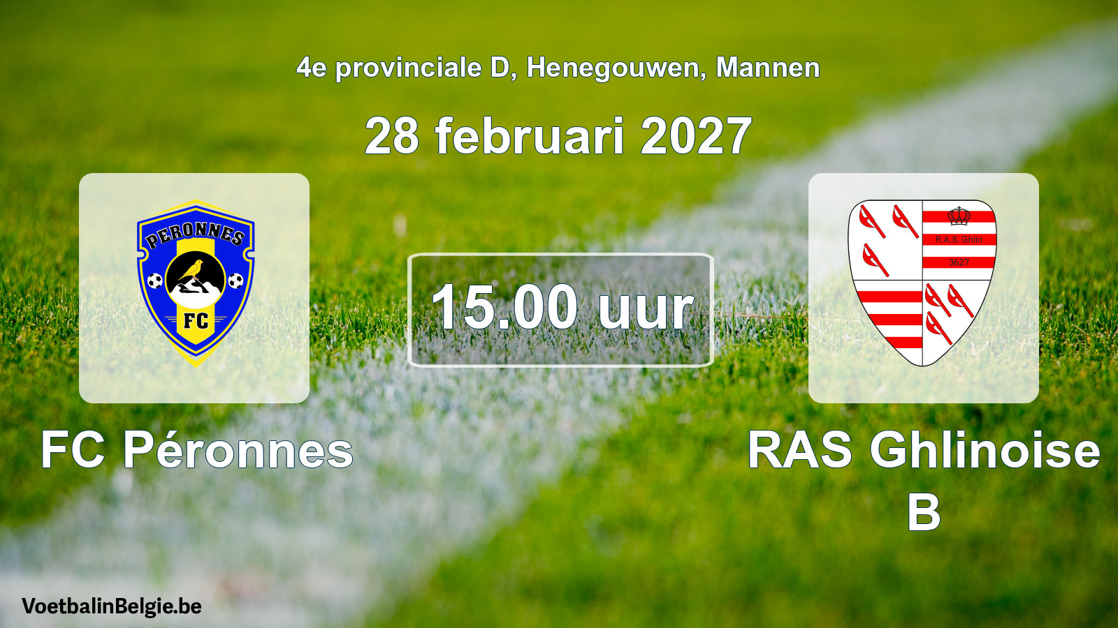 Geplande wedstrijd mannenvoetbal: FC Péronnes - RAS Ghlinoise B (28 februari 2027)