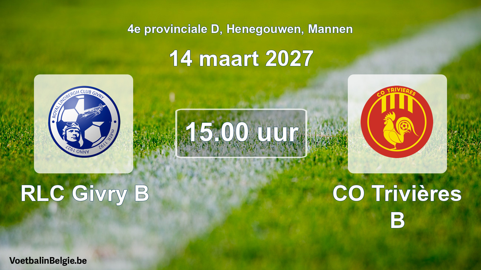 Geplande wedstrijd mannenvoetbal: RLC Givry B - CO Trivières B (14 maart 2027)
