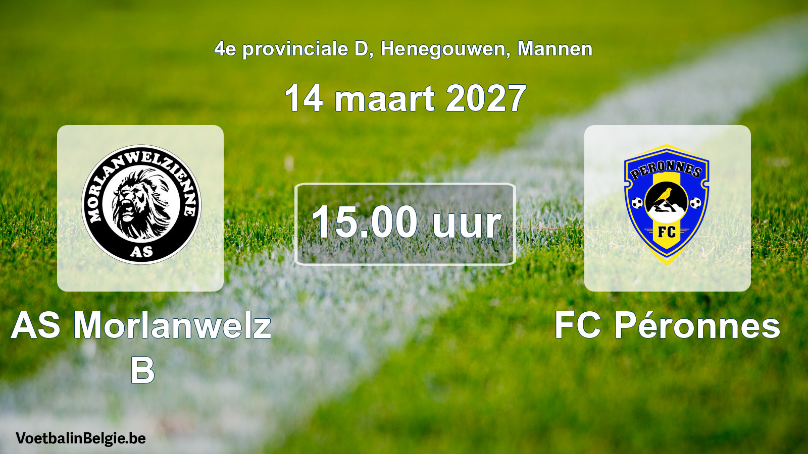 Geplande wedstrijd mannenvoetbal: AS Morlanwelz B - FC Péronnes (14 maart 2027)