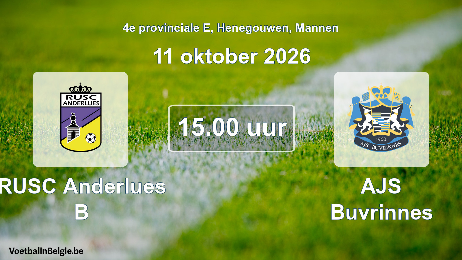 Geplande wedstrijd mannenvoetbal: RUSC Anderlues B - AJS Buvrinnes (11 oktober 2026)