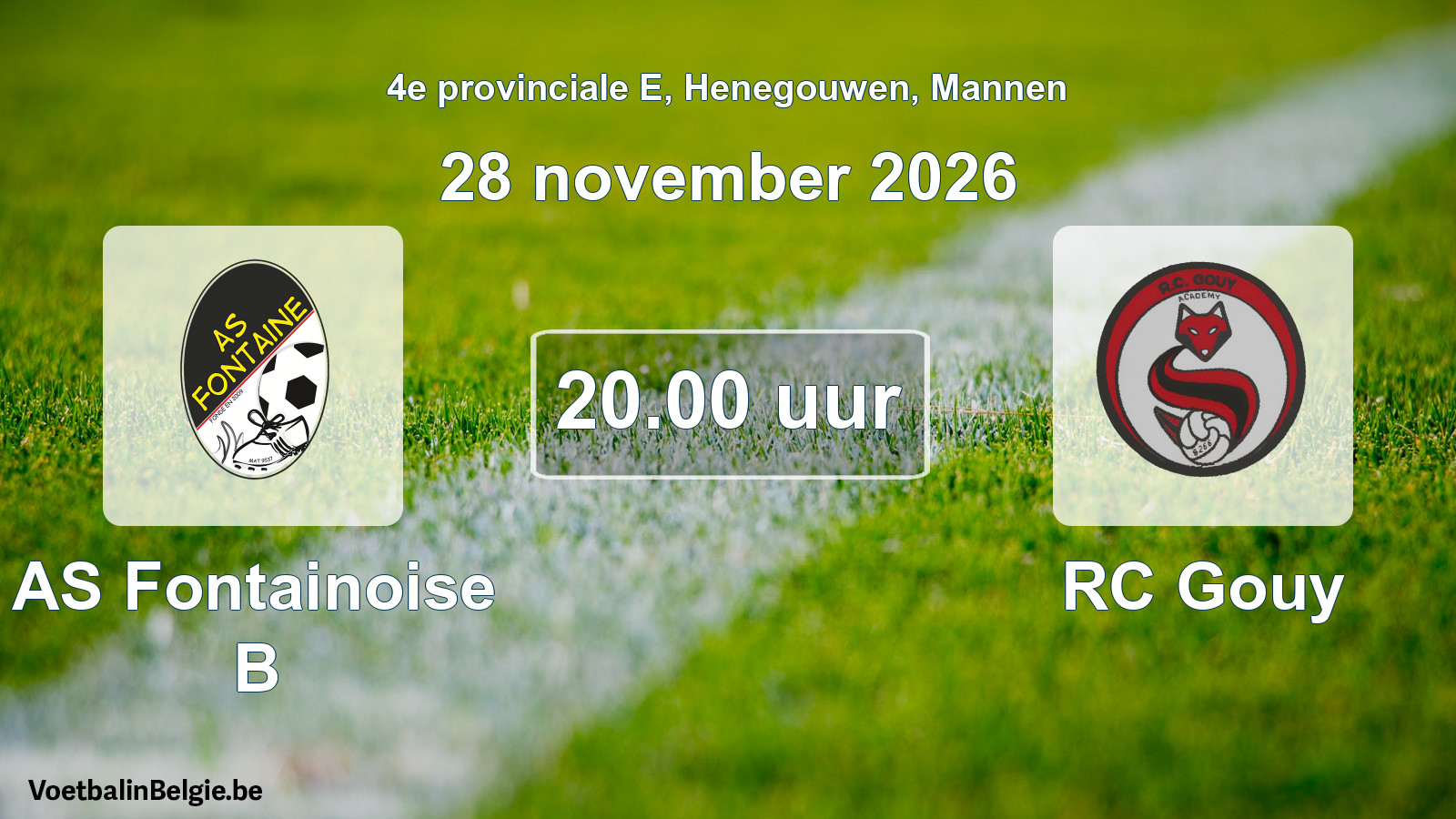Geplande wedstrijd mannenvoetbal: AS Fontainoise B - RC Gouy (28 november 2026)
