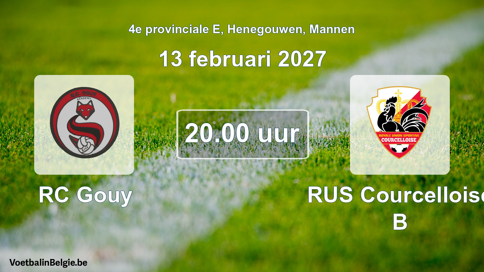 Geplande wedstrijd mannenvoetbal: RC Gouy - RUS Courcelloise B (13 februari 2027)