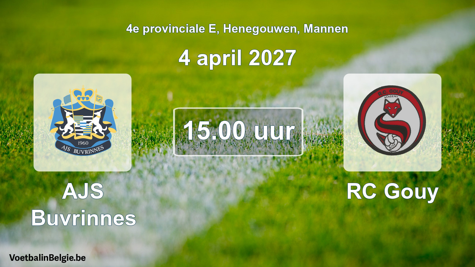 Geplande wedstrijd mannenvoetbal: AJS Buvrinnes - RC Gouy (4 april 2027)