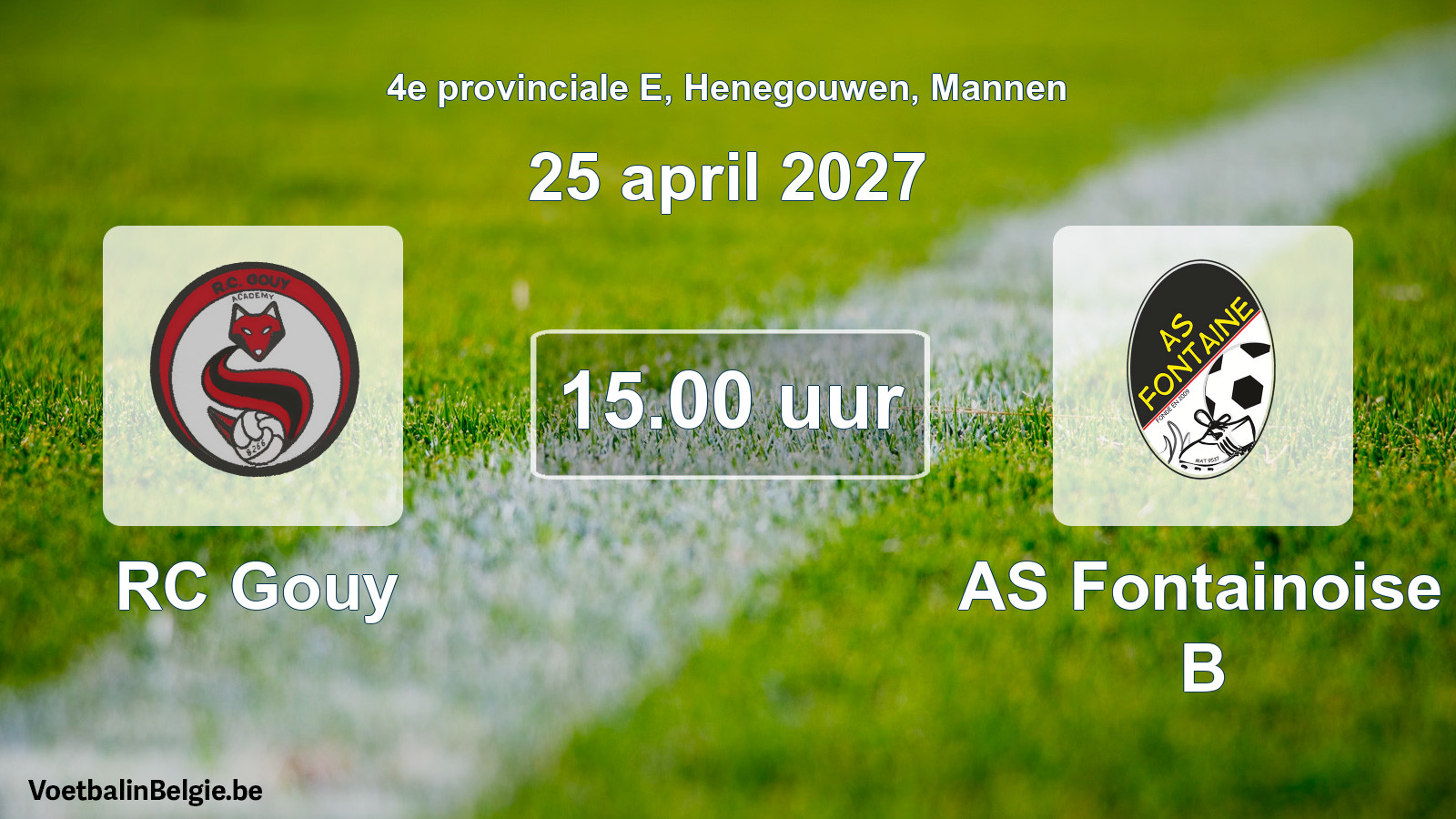 Geplande wedstrijd mannenvoetbal: RC Gouy - AS Fontainoise B (25 april 2027)