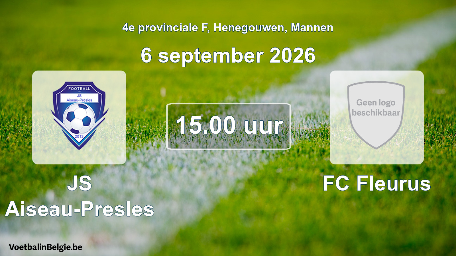 Geplande wedstrijd mannenvoetbal: JS Aiseau-Presles - FC Fleurus (6 september 2026)