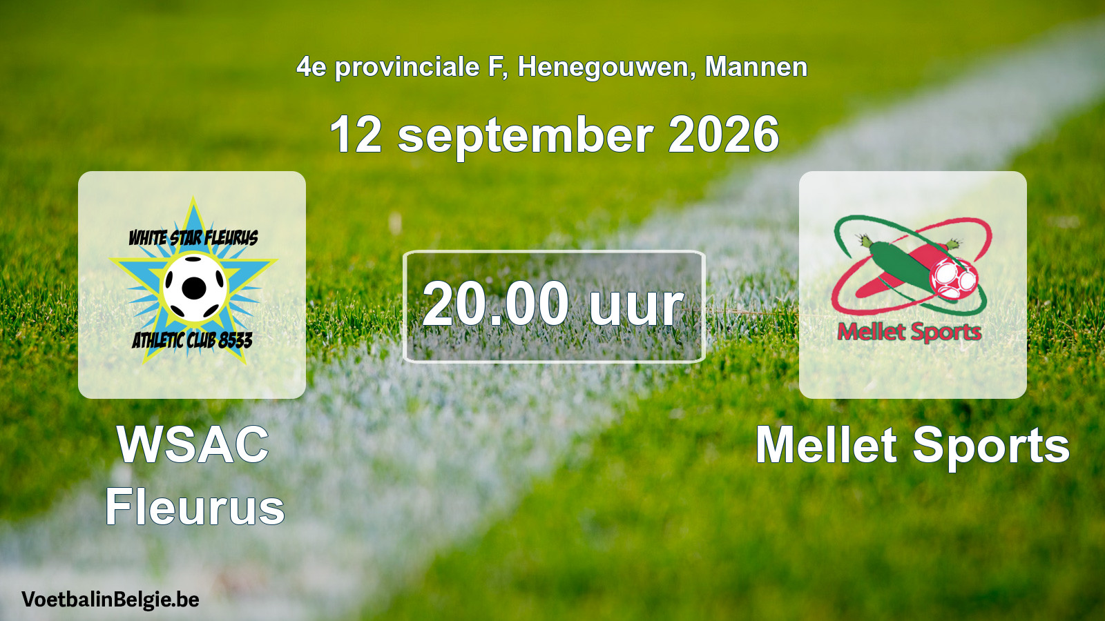 Geplande wedstrijd mannenvoetbal: WSAC Fleurus - Mellet Sports (12 september 2026)