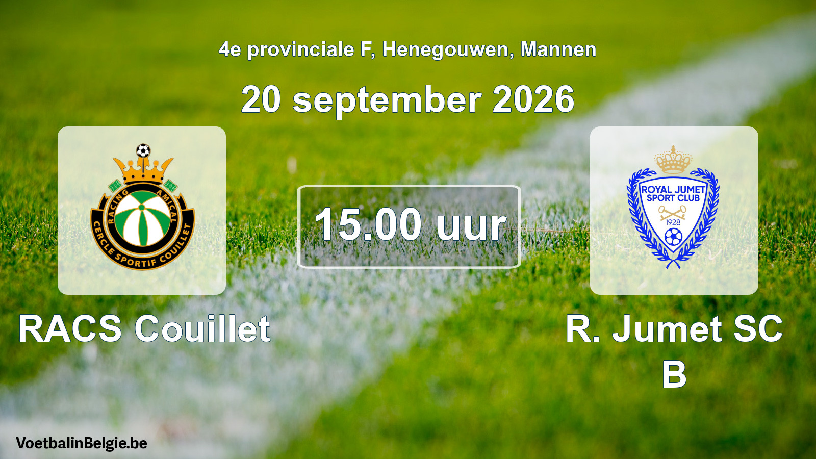 Geplantes Spiel männer-Fußball: RACS Couillet - R. Jumet SC B (20 September 2026)