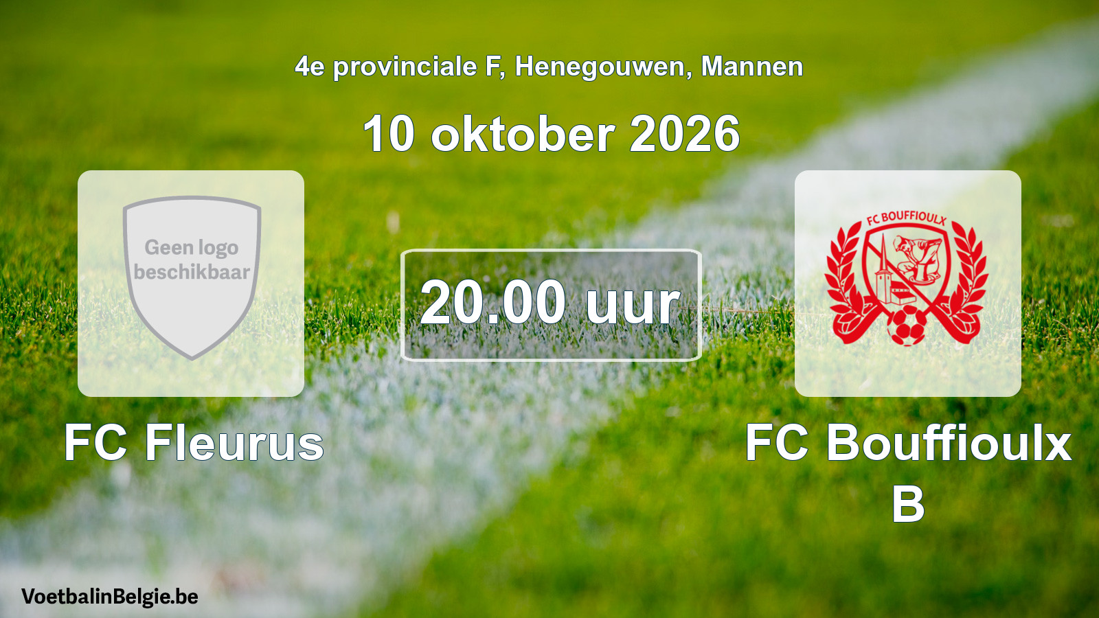 Geplande wedstrijd mannenvoetbal: FC Fleurus - FC Bouffioulx B (10 oktober 2026)