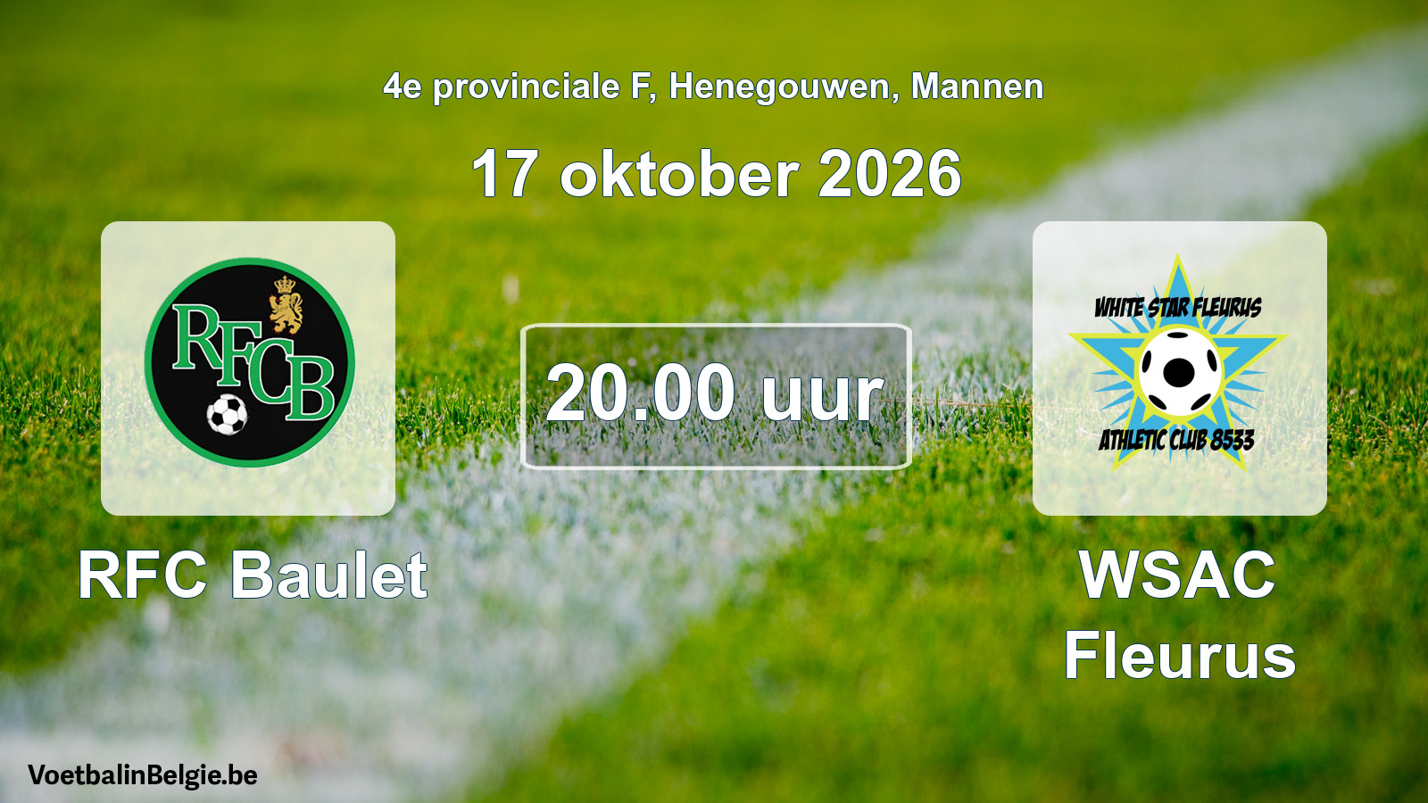 Geplande wedstrijd mannenvoetbal: RFC Baulet - WSAC Fleurus (17 oktober 2026)