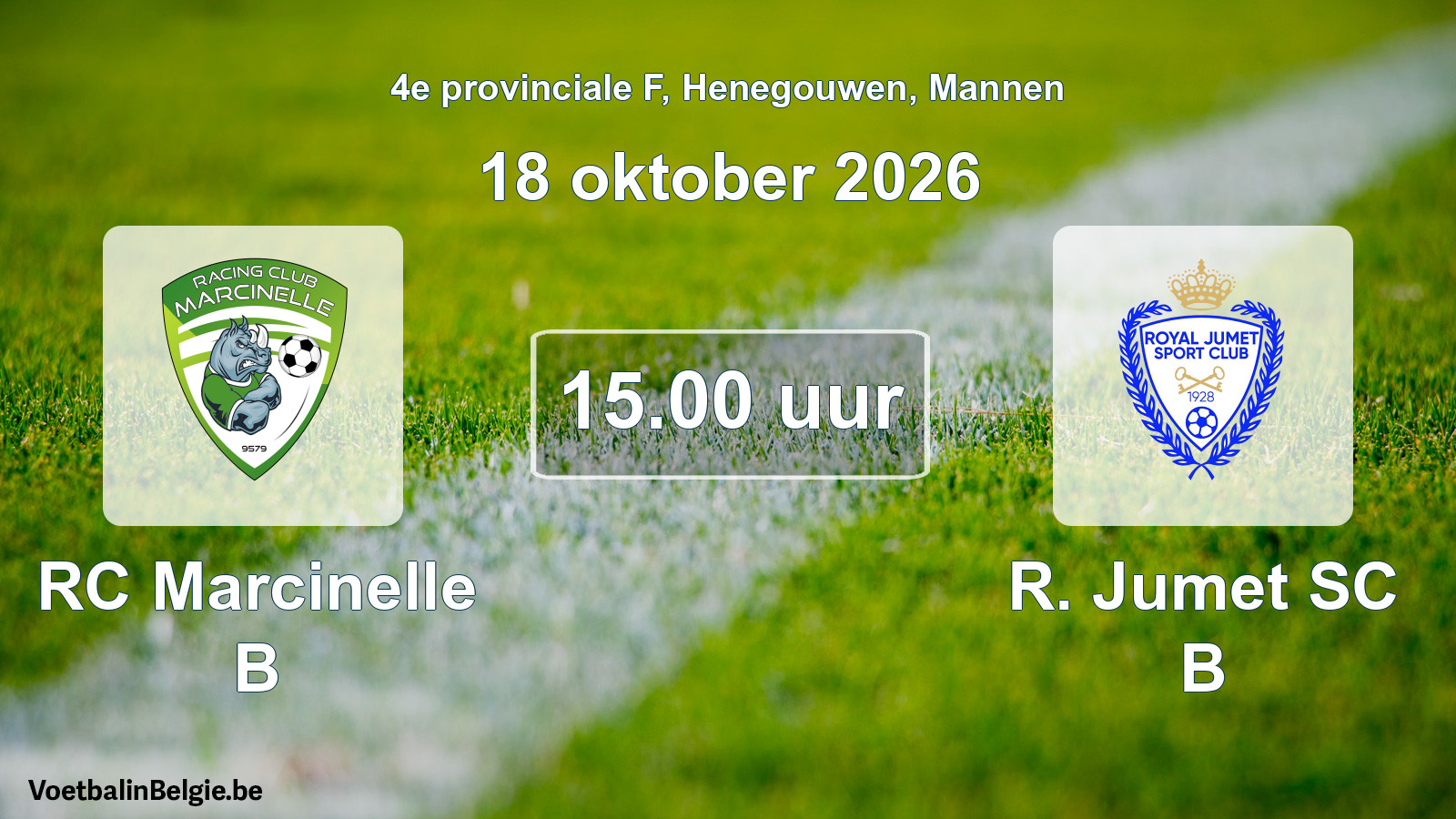 Geplande wedstrijd mannenvoetbal: RC Marcinelle B - R. Jumet SC B (18 oktober 2026)