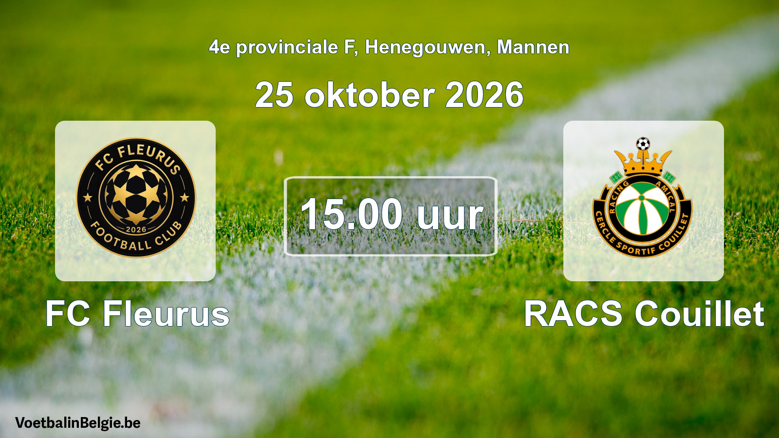 Geplande wedstrijd mannenvoetbal: FC Fleurus - RACS Couillet (25 oktober 2026)
