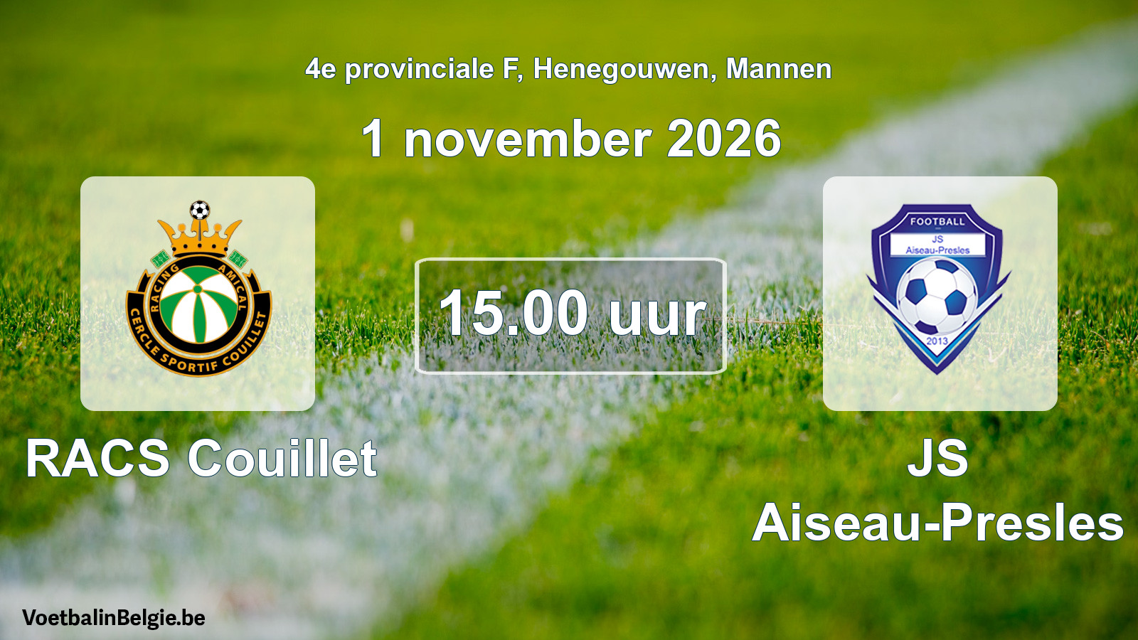 Geplande wedstrijd mannenvoetbal: RACS Couillet - JS Aiseau-Presles (1 november 2026)