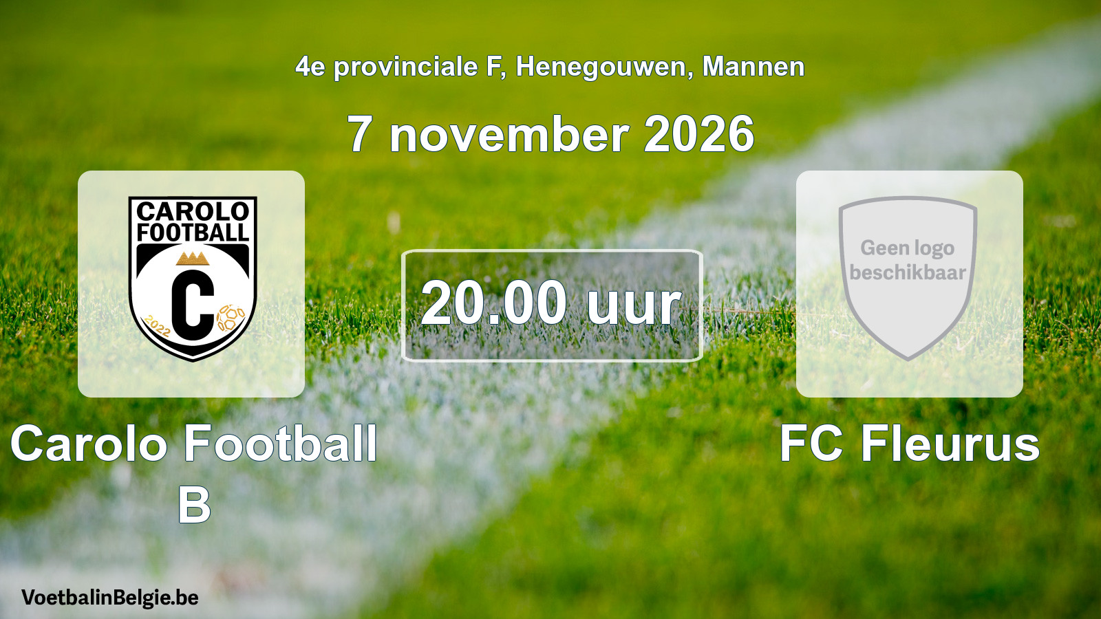 Geplande wedstrijd mannenvoetbal: Carolo Football B - FC Fleurus (7 november 2026)