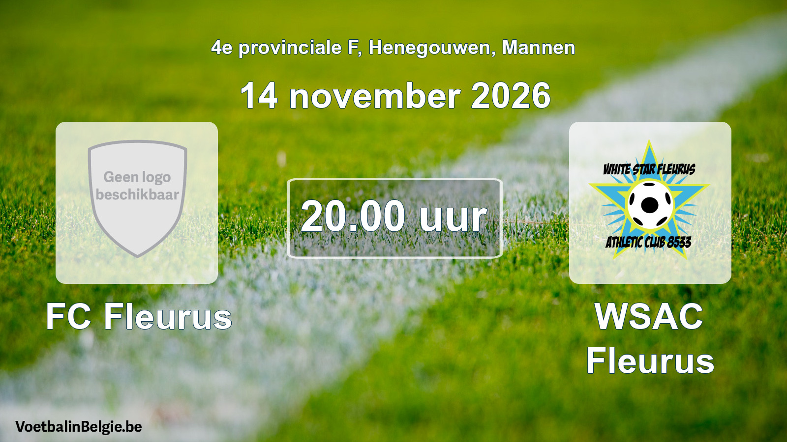 Geplande wedstrijd mannenvoetbal: FC Fleurus - WSAC Fleurus (14 november 2026)