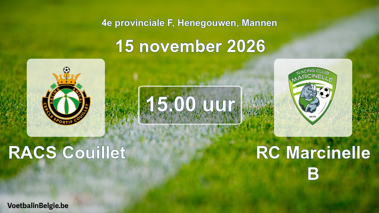 Geplande wedstrijd mannenvoetbal: RACS Couillet - RC Marcinelle B (15 november 2026)