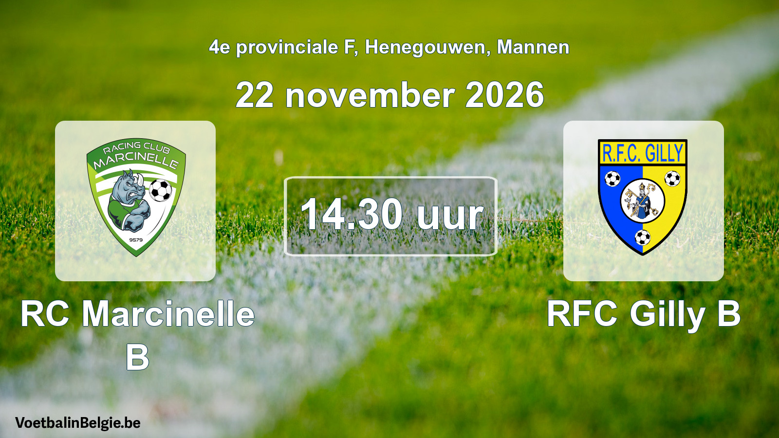 Geplande wedstrijd mannenvoetbal: RC Marcinelle B - RFC Gilly B (22 november 2026)