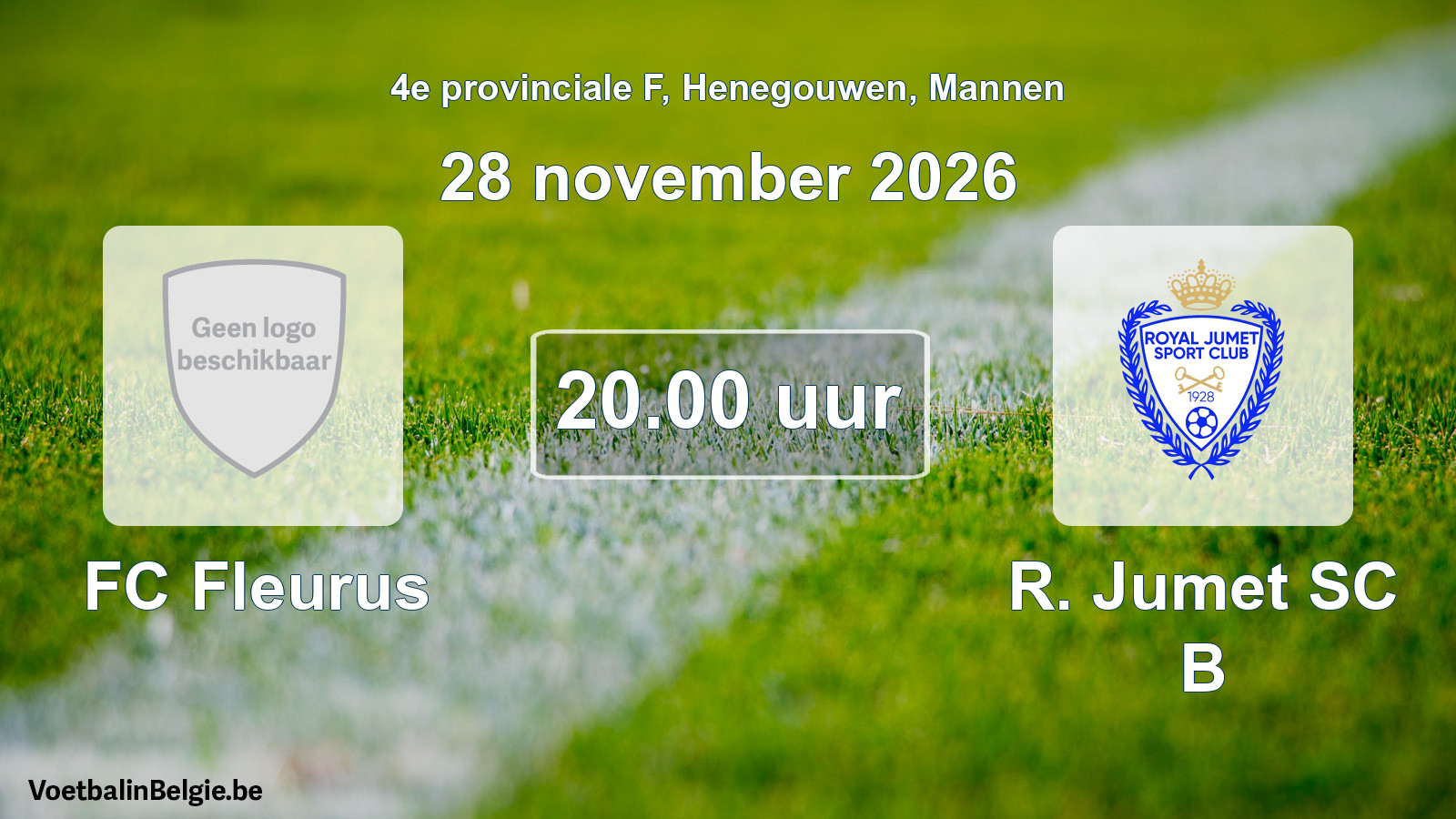 Geplande wedstrijd mannenvoetbal: FC Fleurus - R. Jumet SC B (28 november 2026)