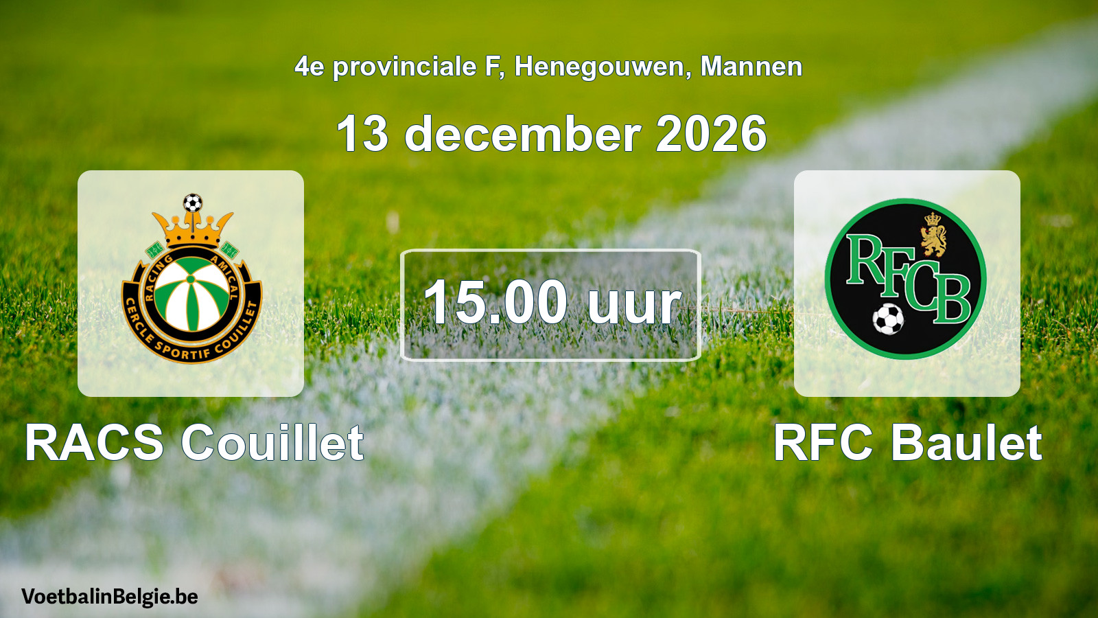Geplande wedstrijd mannenvoetbal: RACS Couillet - RFC Baulet (13 december 2026)