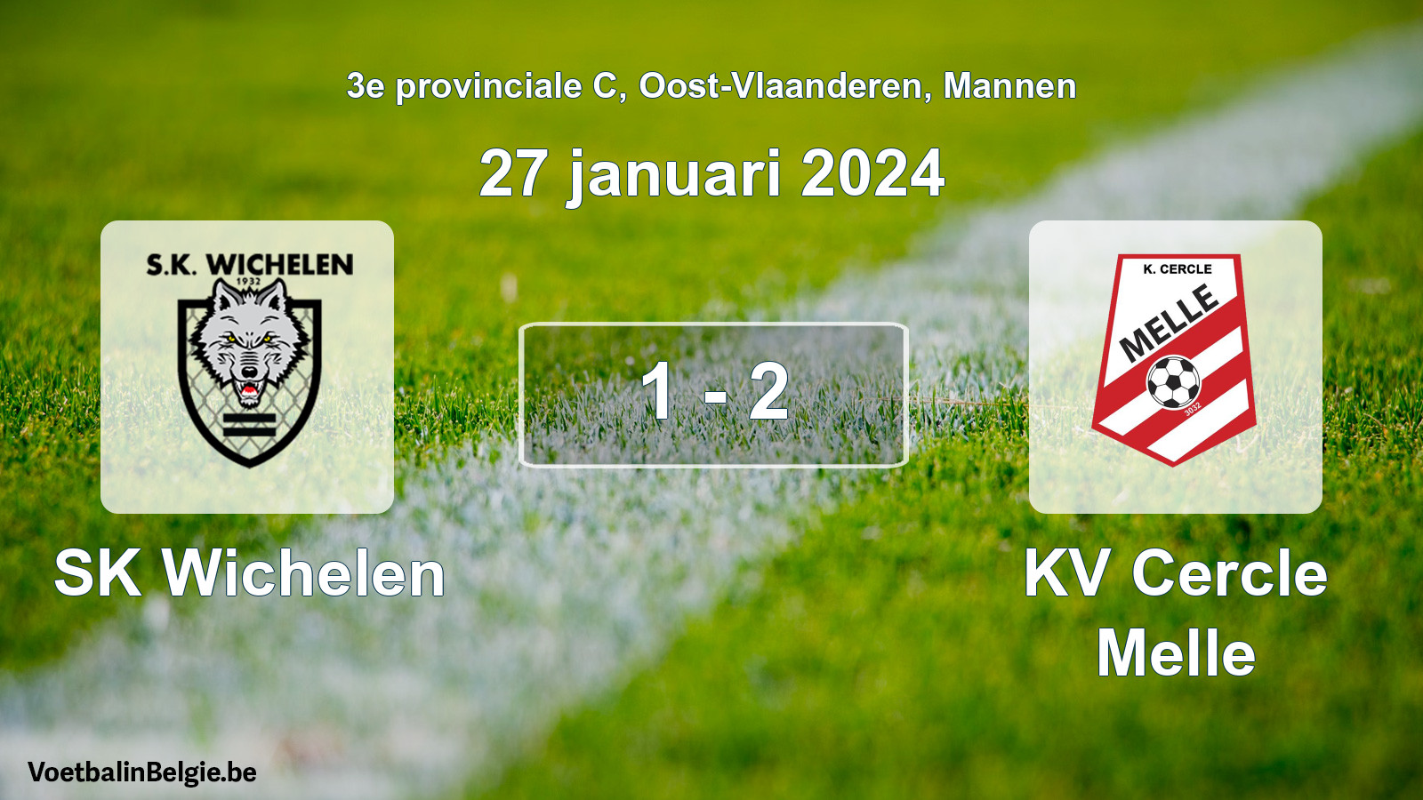 Gespeelde wedstrijd mannenvoetbal: SK Wichelen - KV Cercle Melle 1 - 2 (27 januari 2024)