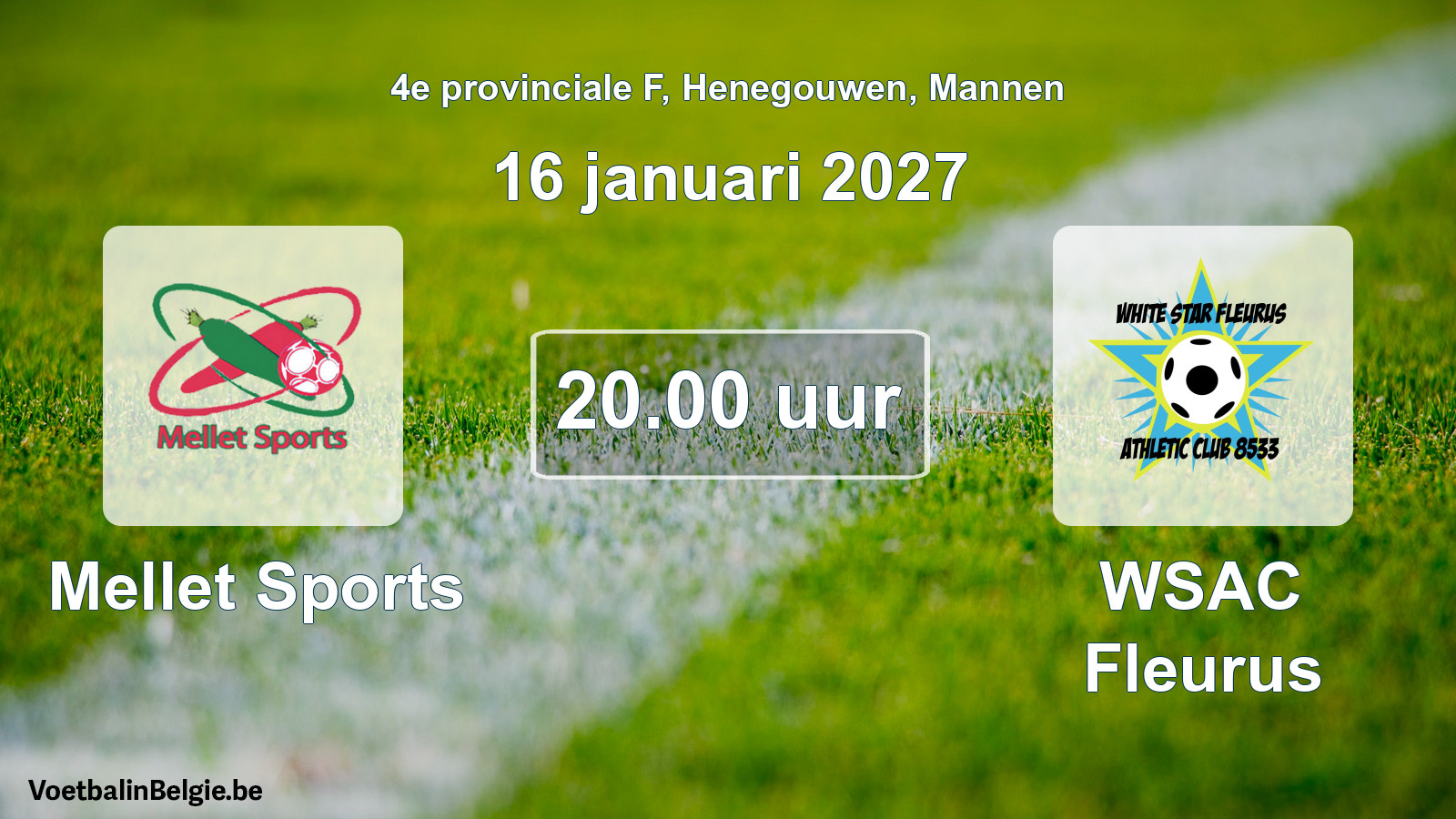 Geplantes Spiel männer-Fußball: Mellet Sports - WSAC Fleurus (16 Januar 2027)