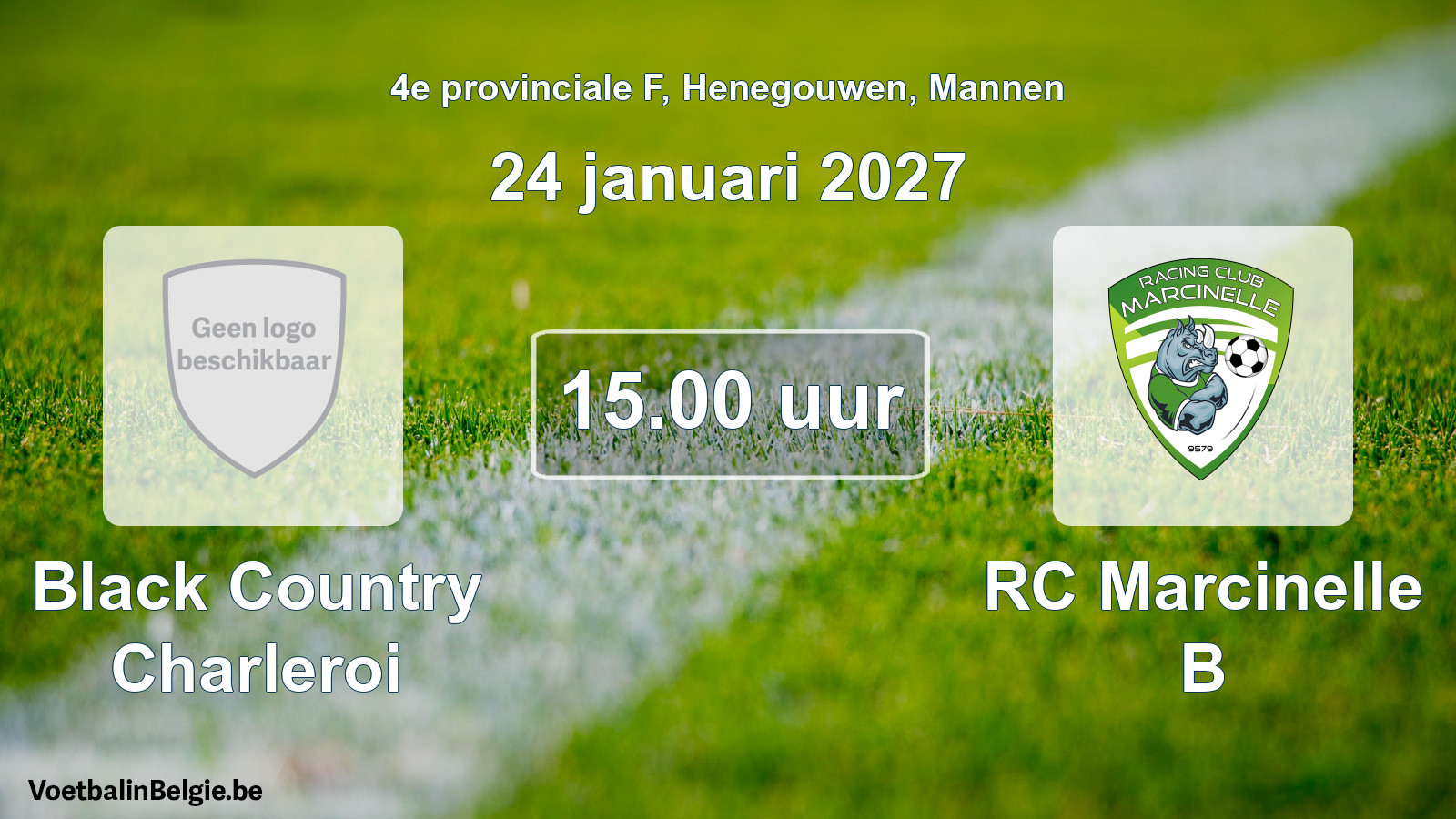 Geplande wedstrijd mannenvoetbal: Black Country Charleroi - RC Marcinelle B (24 januari 2027)