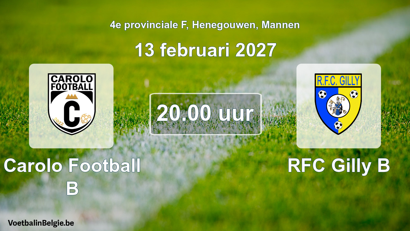Geplande wedstrijd mannenvoetbal: Carolo Football B - RFC Gilly B (13 februari 2027)
