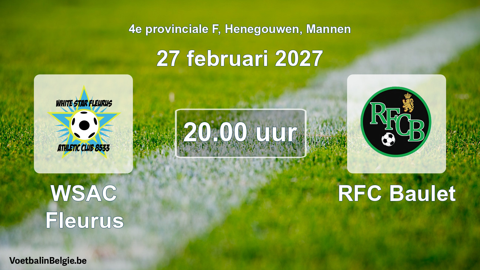 Geplande wedstrijd mannenvoetbal: WSAC Fleurus - RFC Baulet (27 februari 2027)