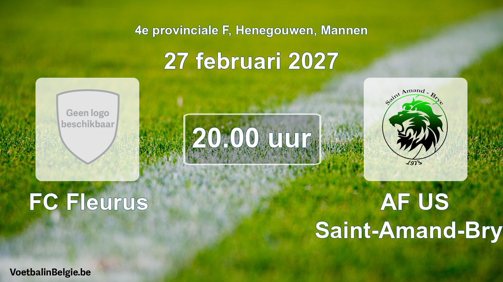 Geplande wedstrijd mannenvoetbal: FC Fleurus - AF US Saint-Amand-Brye (27 februari 2027)